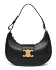 Smooth Calfskin Medium Strap Ava Triomphe Shoulder Bag Black