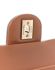 Lambskin Quilted Medium Double Flap Brown