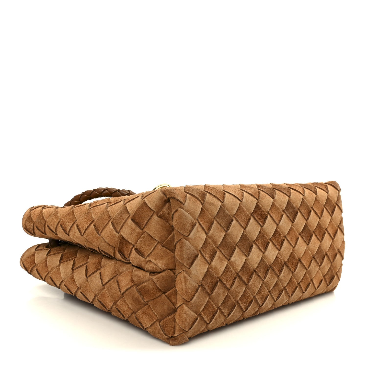 Suede Intrecciato Small Andiamo Shoulder Bag Amber