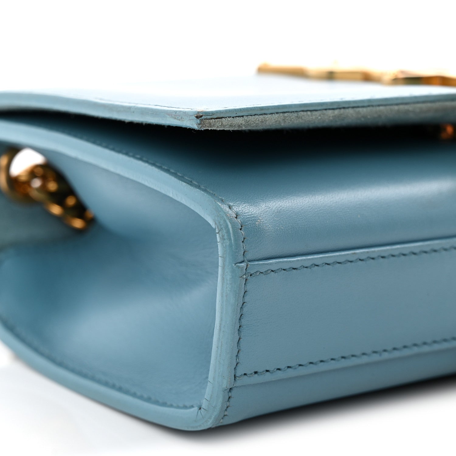 Smooth Calfskin Small Classic Monogram Kate Tassel Satchel Turquoise