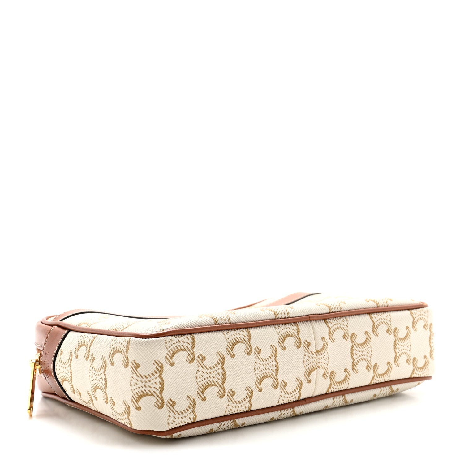Calfskin Triomphe Canvas Small Patapans White