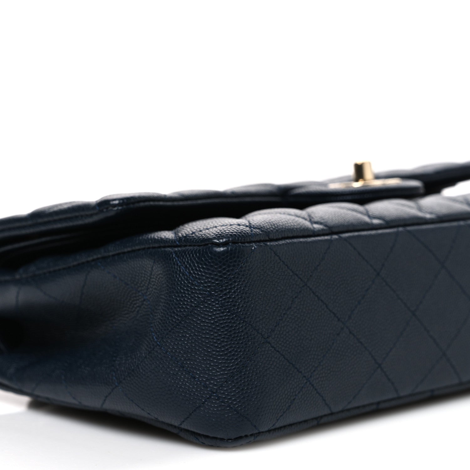 Caviar Quilted Medium Double Flap Navy