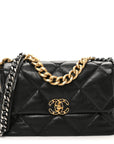 Lambskin Quilted Large CHNL 19 Flap Black
