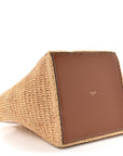 Raffia Calfskin Triomphe Cube Tote Natural Black