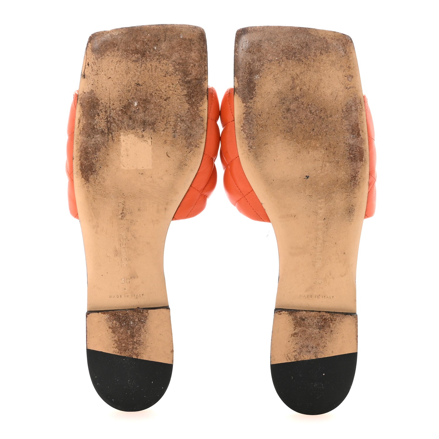 Nappa Matelasse Padded Flat Sandals 38 Orange
