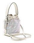 Crystal Vitello Laminato FF Mini Mon Tresor Bucket Bag Crystal Argento
