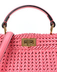 Vitello King Shiny Nappa Intreccio Petite Peekaboo I SEE U Satchel Pink Dalia