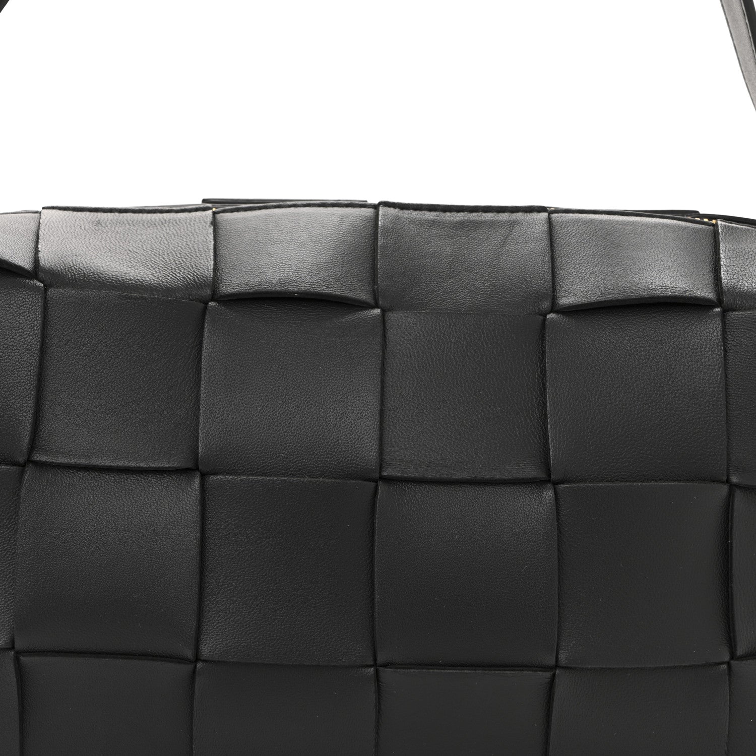 Lambskin Maxi Intrecciato Brick Cassette Bag Black