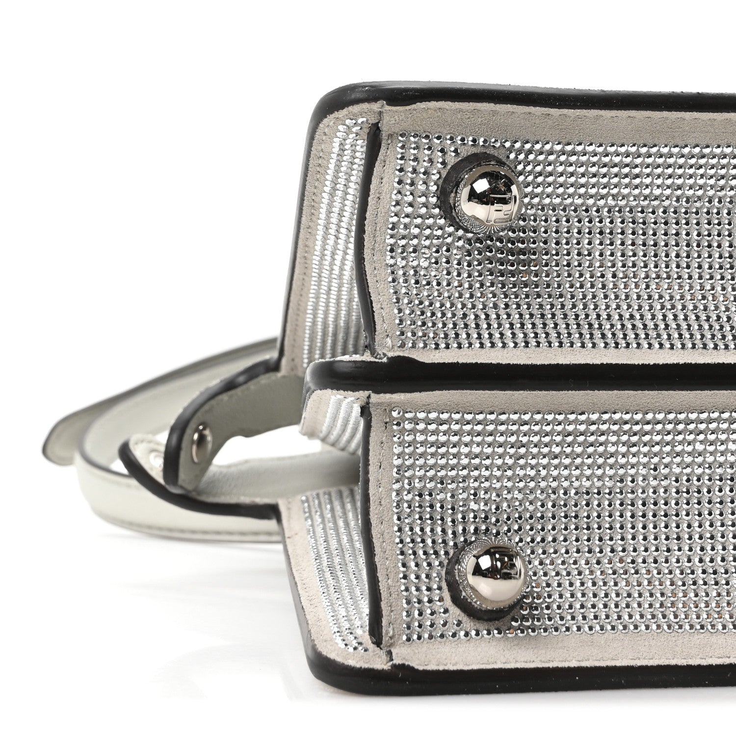 Iridescent Crystal Vitello Laminato Suede FF Petite Peekaboo I SEE U Satchel Cappuccino