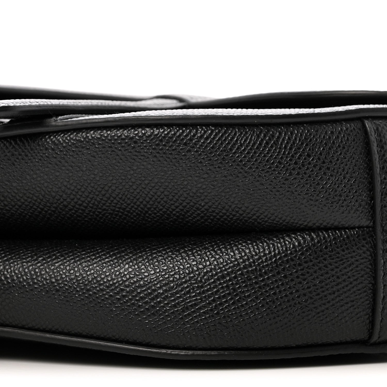Grained Calfskin Saddle Bag With Strap Black