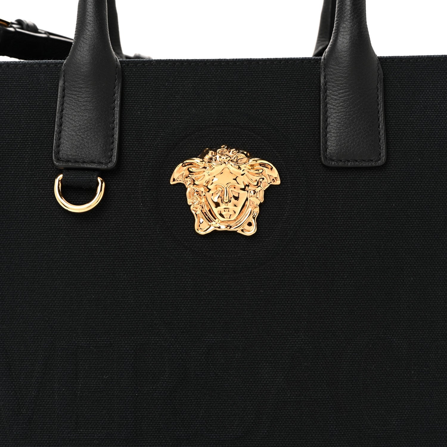 Canvas Calfskin La Medusa Small Tote Black
