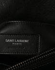 Sheepskin Matelasse Chevron Monogram Large College Satchel Black