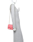 Lambskin Enamel Quilted Pending CC Mini Square Flap Pink