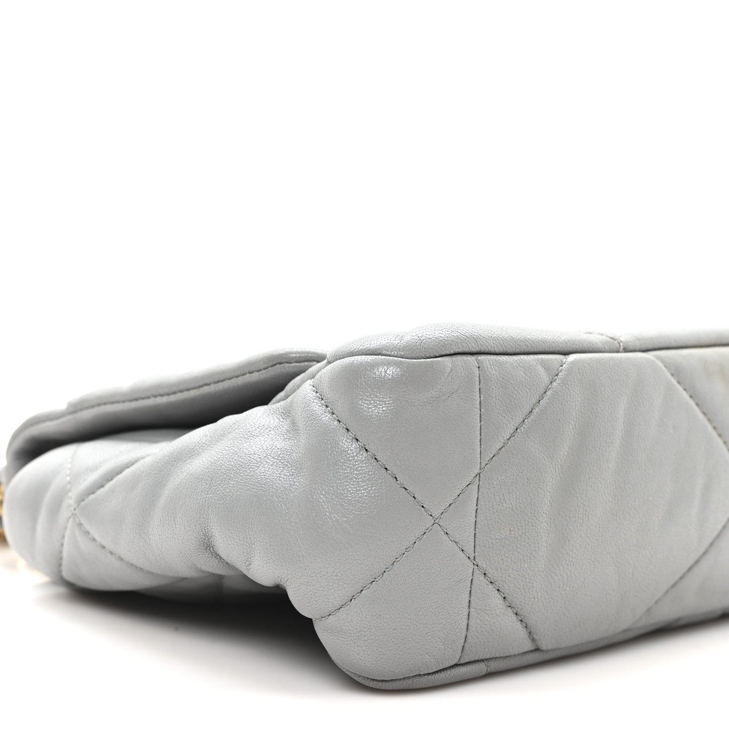 Goatskin Quilted Medium CHNL 19 Flap Grey