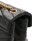 Grain de Poudre Calfskin Y Quilted Monogram Medium Loulou Chain Satchel Black