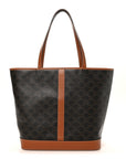 Triomphe Canvas Calfskin Medium Cabas Bag Tan