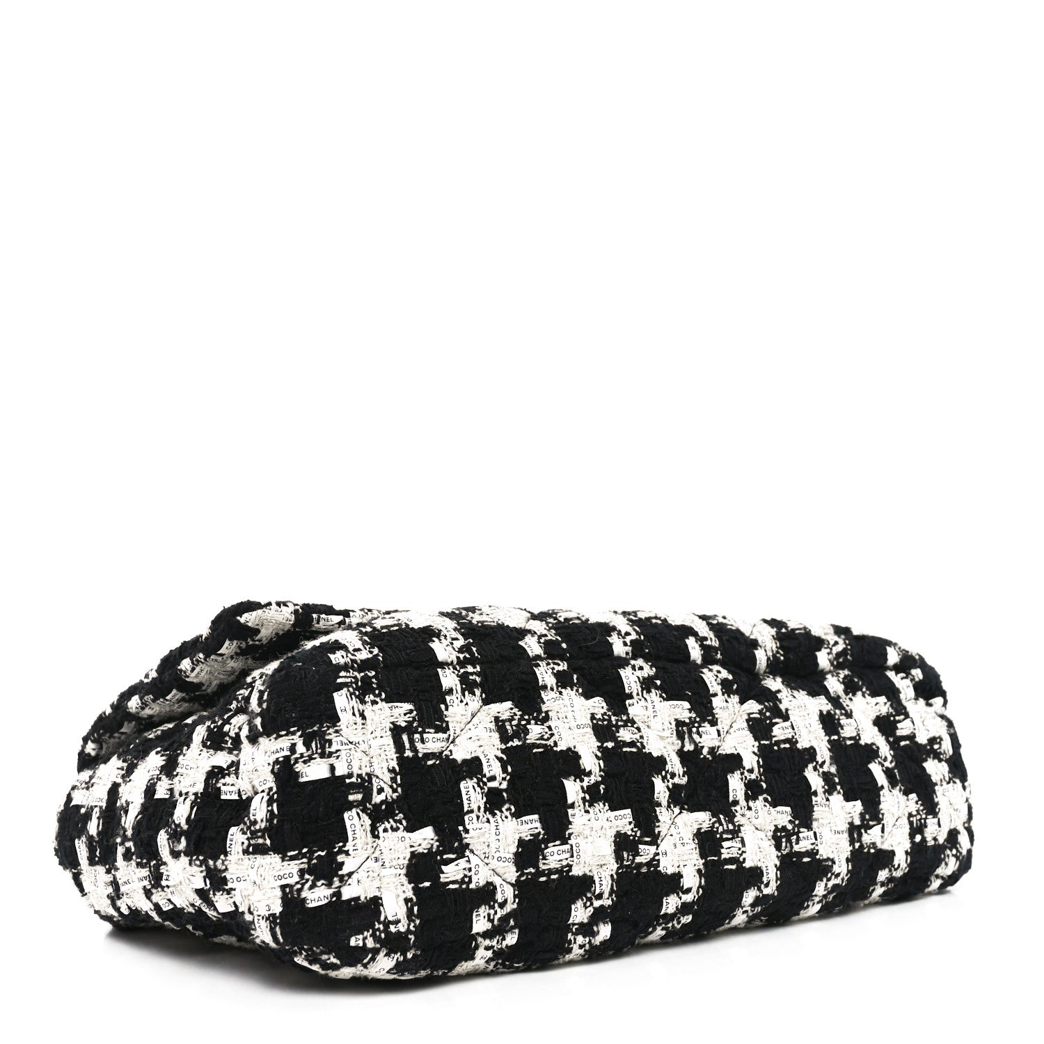 Tweed Quilted Large CHNL 19 Flap Black Ecru White