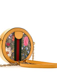 GG Supreme Monogram Flora Web Mini Ophidia Round Shoulder Bag Beige Multicolor Crop