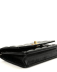 Shiny Lambskin Quilted CC Pearl Wallet on Chain WOC Black