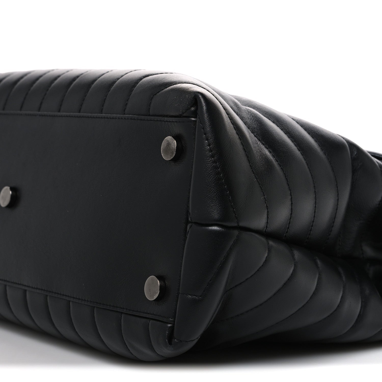 Calfskin Y Quilted Monogram Monochrome Large Loulou Chain Satchel Black