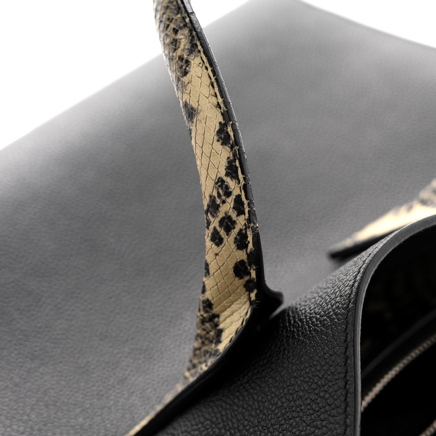 Grained Calfskin Embossed Python Small Sac De Jour Black