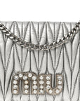Metallic Nappa Matelasse Chain Crossbody Silver