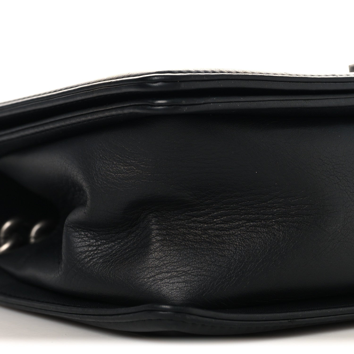 Calfskin Chevron Quilted Medium Chain Boy Flap Black