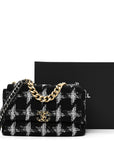 Tweed Quilted Large CHNL 19 Flap Black White