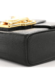 Calfskin Iguana Embossed Mini Lucia Satchel Black