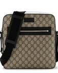 GG Supreme Monogram Flat Messenger Bag Beige Black New Acero