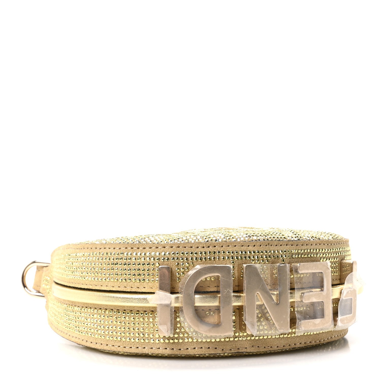 Crystal Vitello Laminato Suede FF Nano FNDIgraphy Hobo Charm Platino