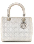 Metallic Nubuck Cannage Medium Lady D1OR Silver