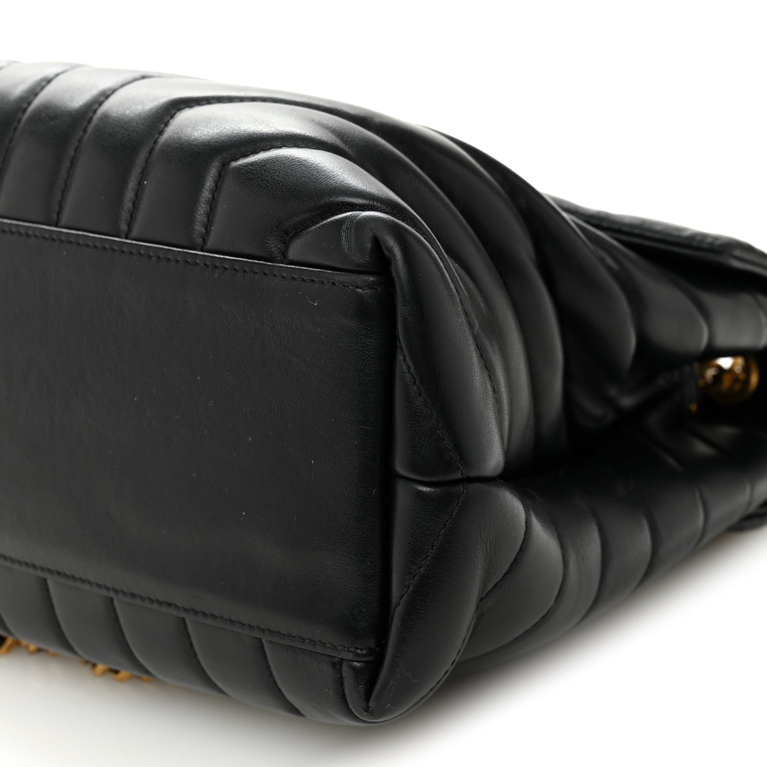 Calfskin Y Quilted Monogram Medium Loulou Chain Satchel Black