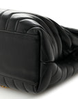 Calfskin Y Quilted Monogram Medium Loulou Chain Satchel Black