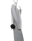 Caviar Quilted Round Coco Clutch With Chain Black