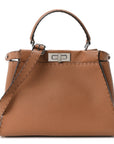 Cuoio Romano Selleria Bi-Color Medium Peekaboo Iconic Satchel Mou Deserto