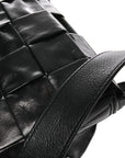 Paper Calfskin Maxi Intrecciato Small Cassette Crossbody Bag Black