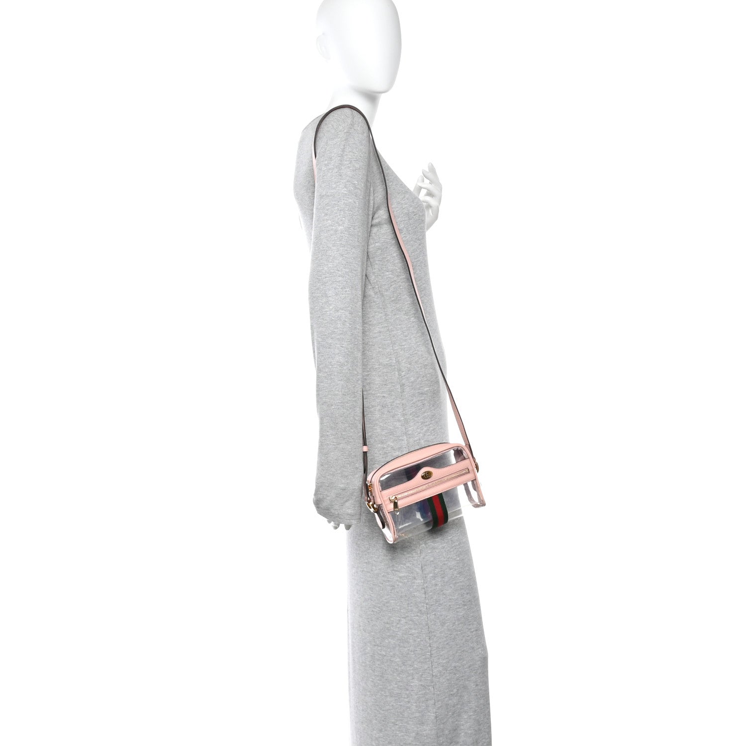 Vinyl Web Mini Ophidia Transparent Shoulder Bag Perfect Pink