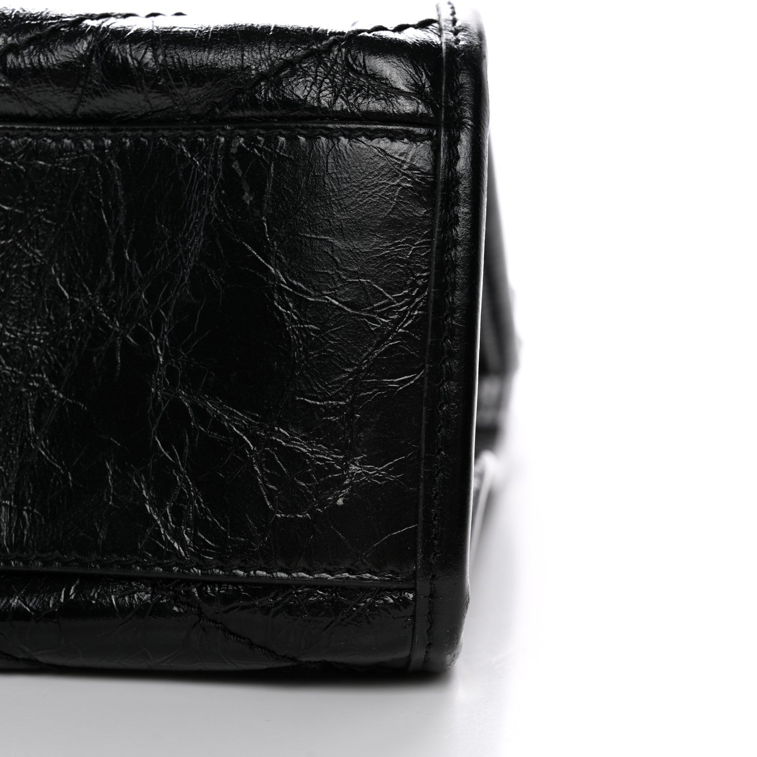 Crinkled Calfskin Matelasse Monogram Medium Niki Shopper Tote Black