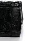 Crinkled Calfskin Matelasse Monogram Medium Niki Shopper Tote Black