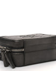 Metallic Caviar Quilted Small CC Filigree Vanity Case Dark Silver