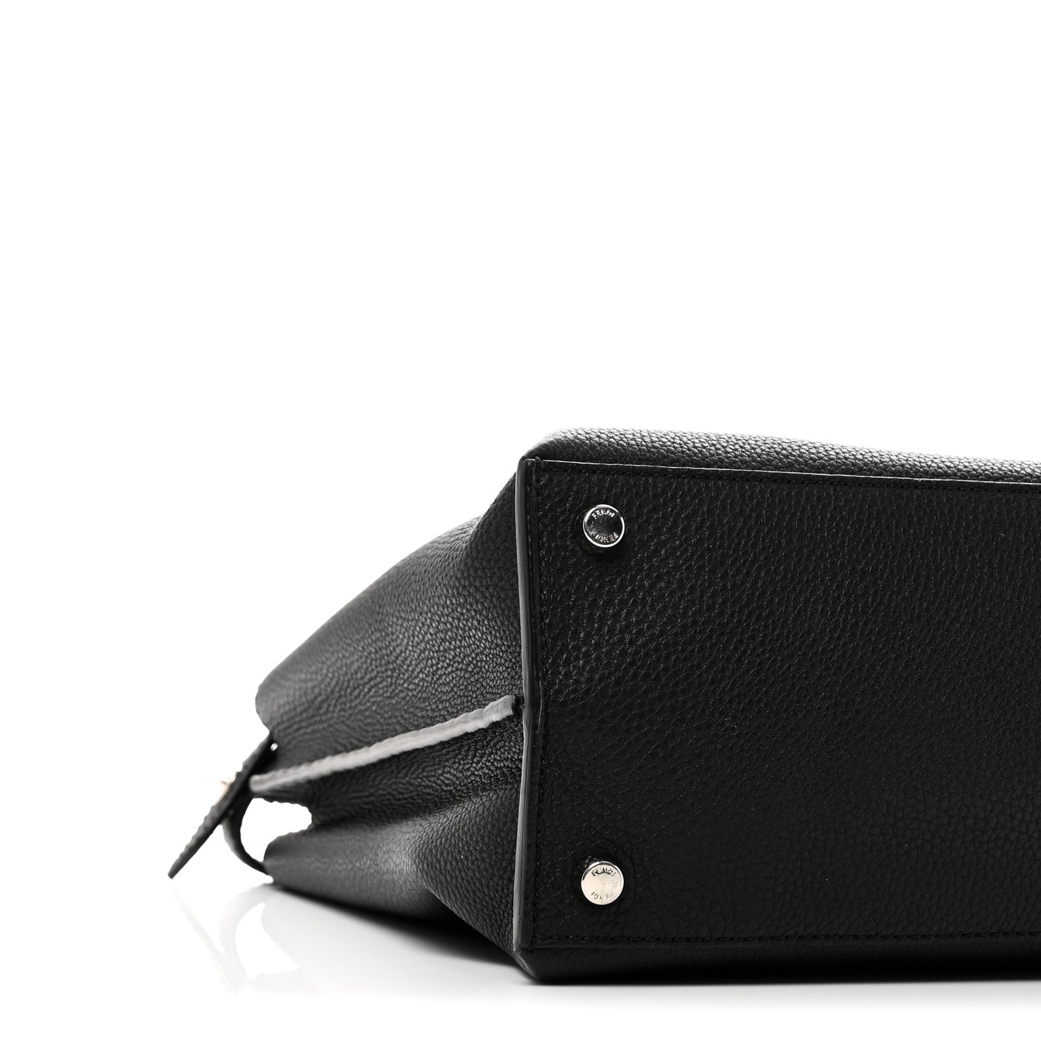 Cuoio Romano Selleria Vitello Grace Glazed Fabric FF 1974 Large Peekaboo Iconic Essential Satchel Black