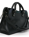 Smooth Calfskin Metallic Patent Giant 12 Silver Hardware City Vert Poker Fonce