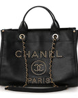 Caviar Small Studded Deauville Tote Black