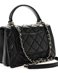 Lambskin Quilted Small Trendy CC Dual Handle Flap Bag Black