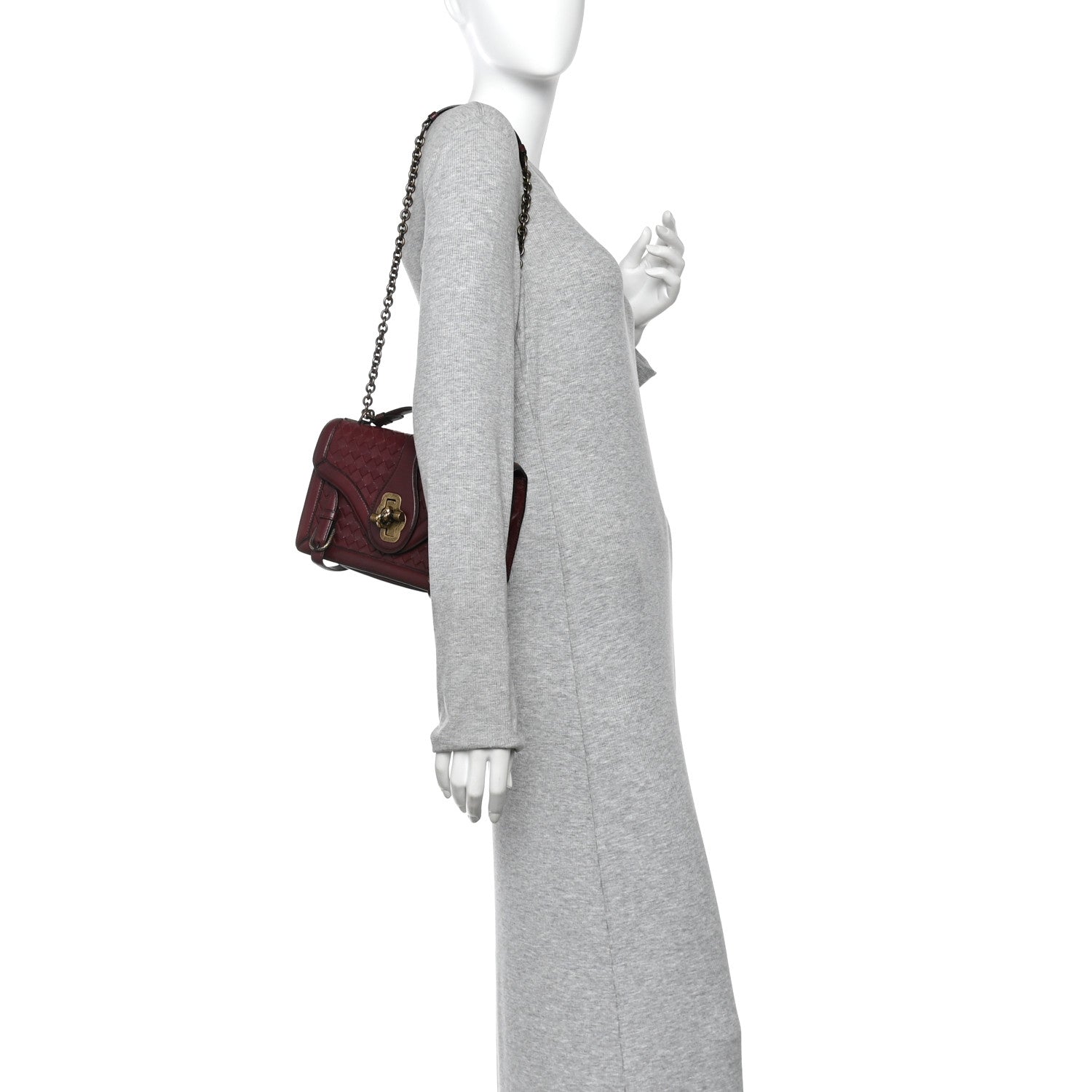French Calfskin Intrecciato City Knot Bag Burgundy