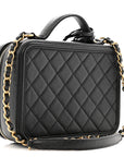 Caviar Quilted Medium CC Filigree Vanity Case Black