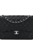 Caviar Quilted Jumbo Double Flap Black