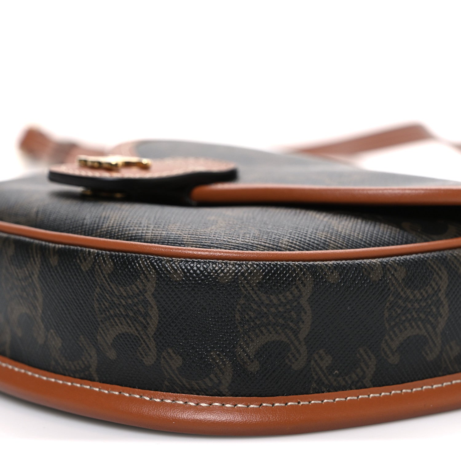 Canvas Calfskin Triomphe Mini Besace Tan