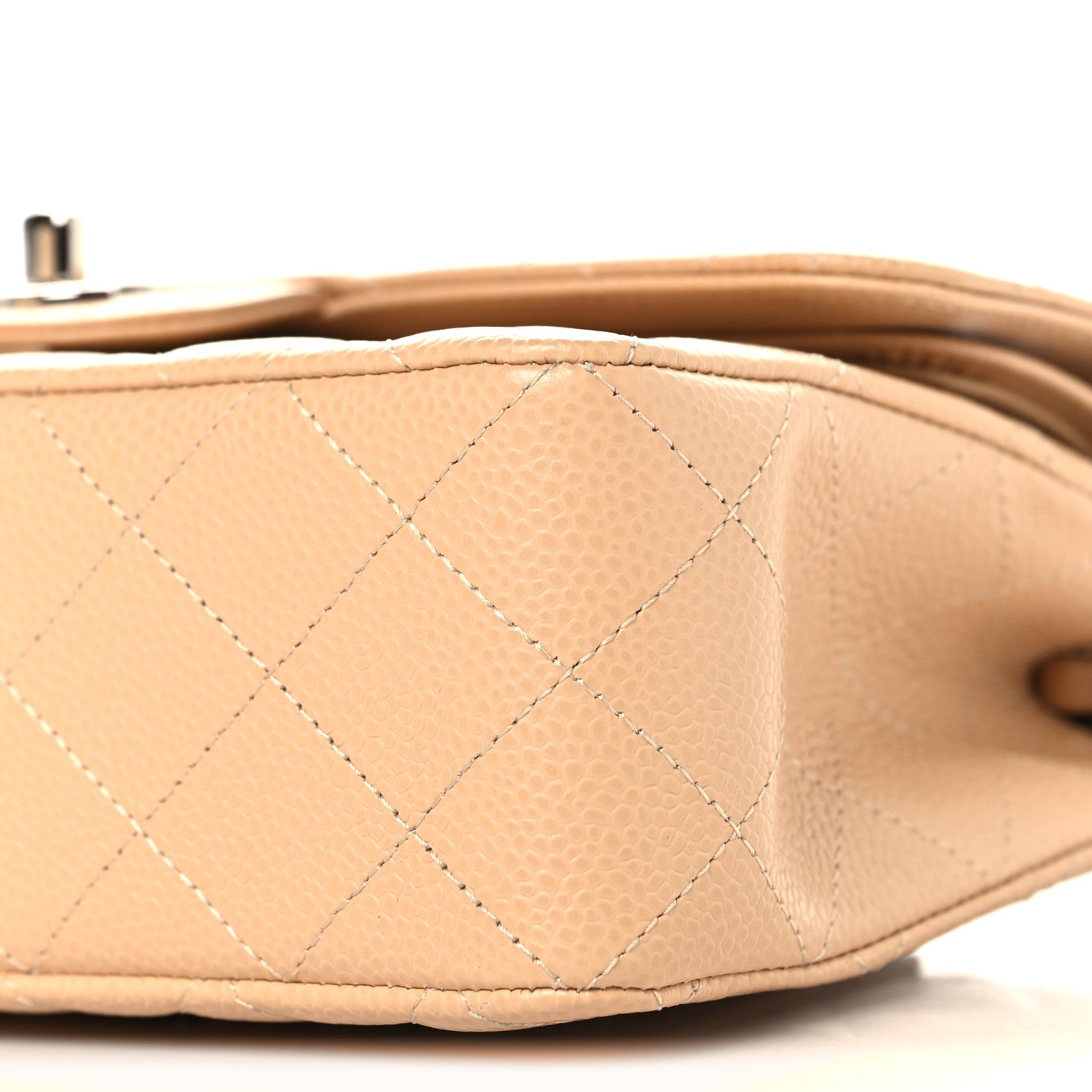 Caviar Quilted Small Double Flap Beige